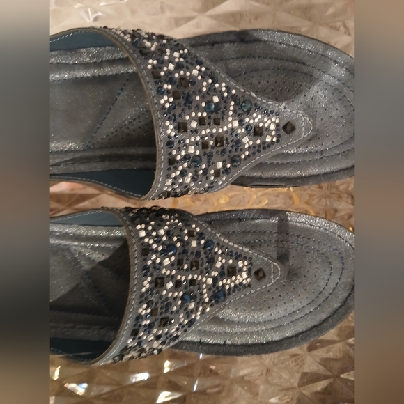 Low wedge Blue sandals - Picture 3 of 7